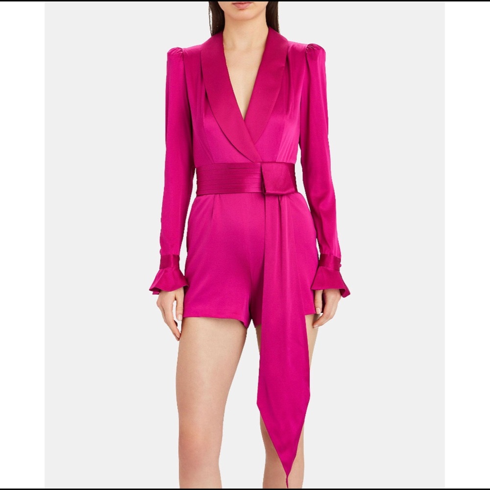 Retrofete Elizabeth Silk Playsuit / Romper Barbiecore - Picture 8 of 9